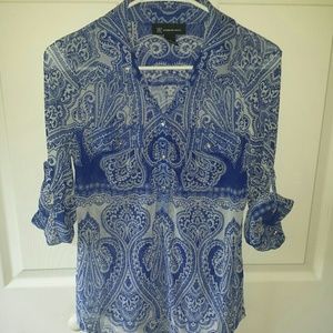 I.N.C. International Concepts Blue Paisley Blouse